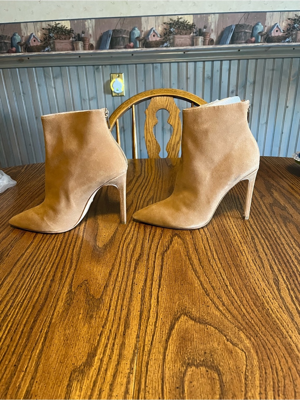 Raye Women’s Pointed Toe Ankle Boots in Tan Suede